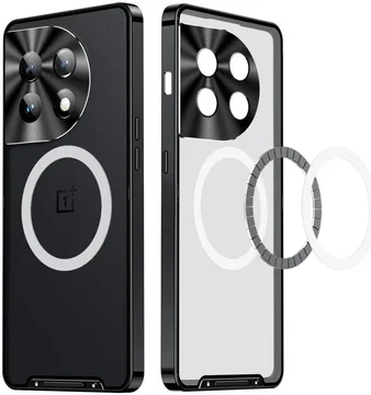 OnePlus 12 Hoesje met MagSafe Back Cover Transparant/Zwart