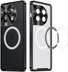 OnePlus 12 Hoesje met MagSafe Back Cover Transparant/Zwart afbeelding