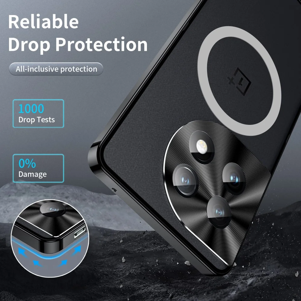 OnePlus 12 Hoesje met MagSafe Back Cover Transparant/Zwart afbeelding 3