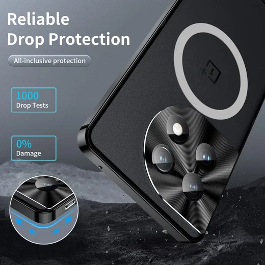 OnePlus 12 Hoesje met MagSafe Back Cover Transparant/Zwart afbeelding 3