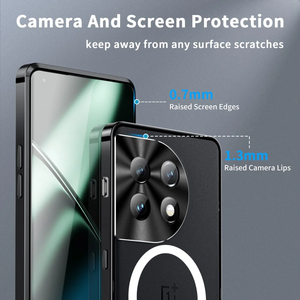OnePlus 12 Hoesje met MagSafe Back Cover Transparant/Zwart afbeelding 7