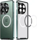 OnePlus 12 Hoesje met MagSafe Back Cover Transparant/Groen