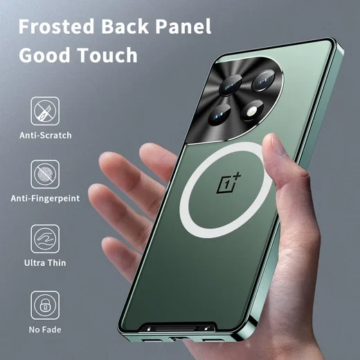 OnePlus 12 Hoesje met MagSafe Back Cover Transparant/Groen afbeelding 4