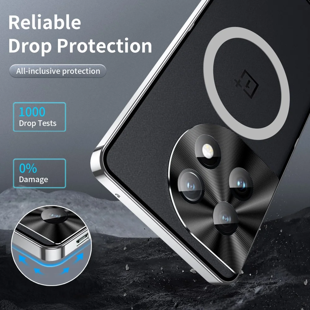 OnePlus 12 Hoesje met MagSafe Back Cover Transparant/Zilver afbeelding 3