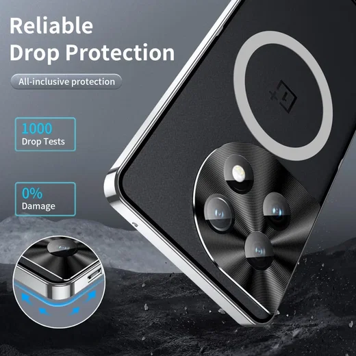 OnePlus 12 Hoesje met MagSafe Back Cover Transparant/Zilver afbeelding 3