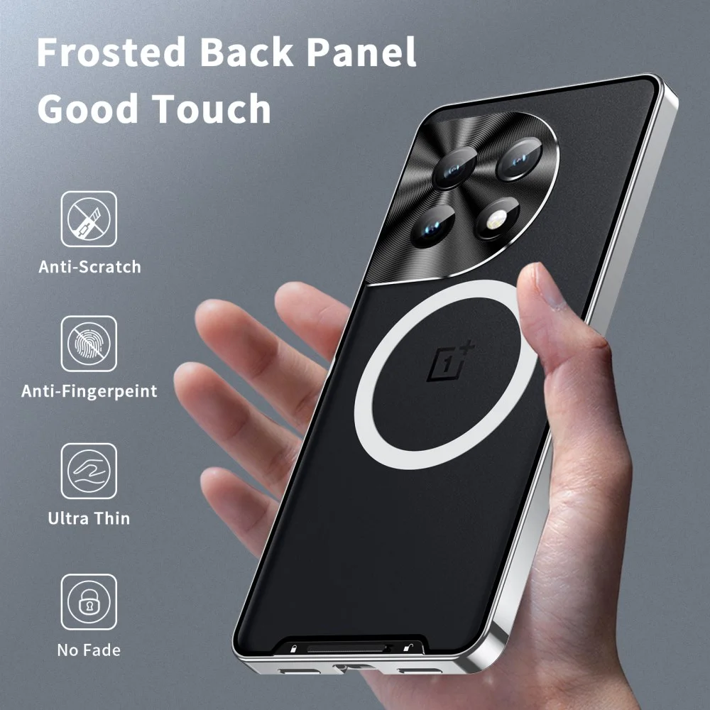 OnePlus 12 Hoesje met MagSafe Back Cover Transparant/Zilver afbeelding 5