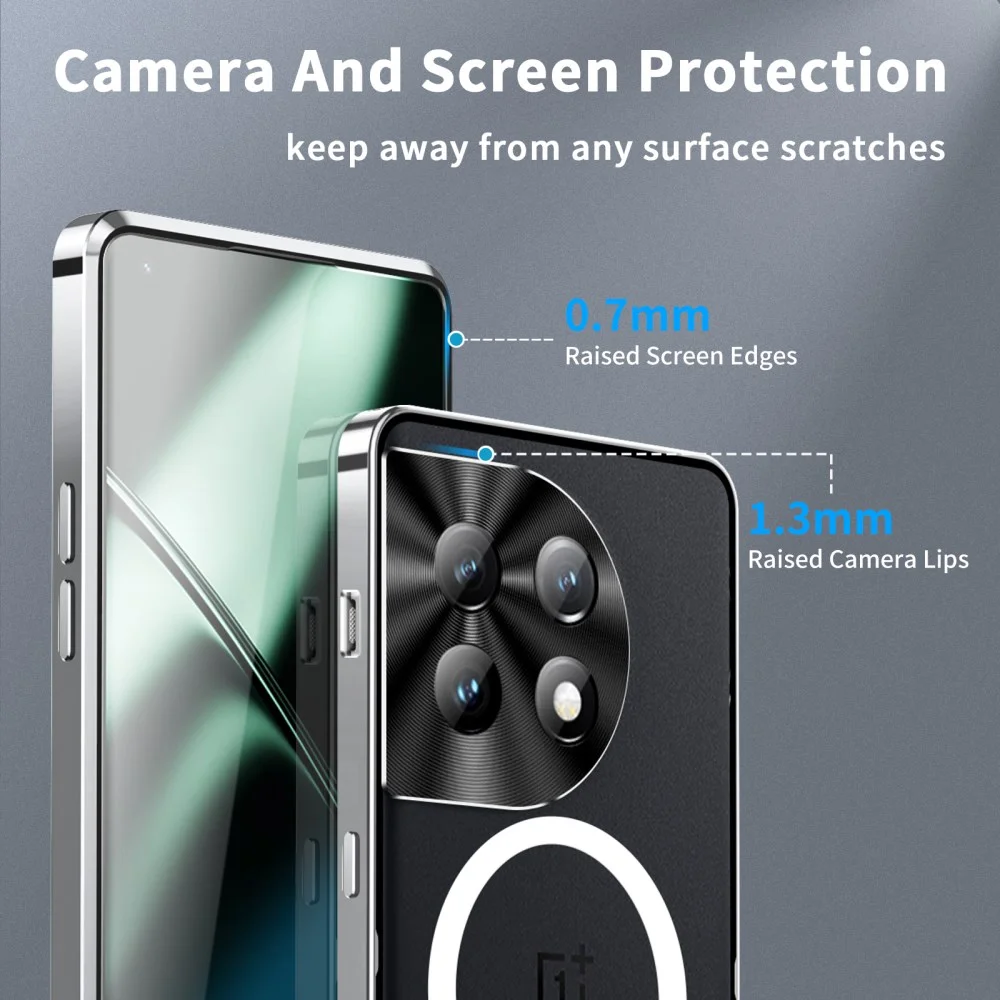 OnePlus 12 Hoesje met MagSafe Back Cover Transparant/Zilver afbeelding 8