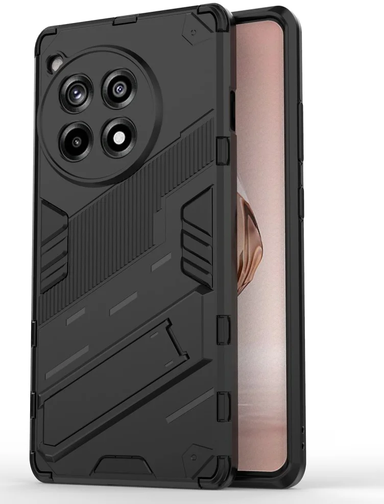 OnePlus 12R Hoesje Shockproof Kickstand Back Cover Zwart afbeelding 1
