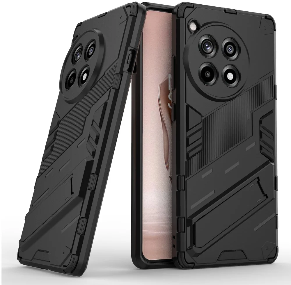 OnePlus 12R Hoesje Shockproof Kickstand Back Cover Zwart afbeelding 4