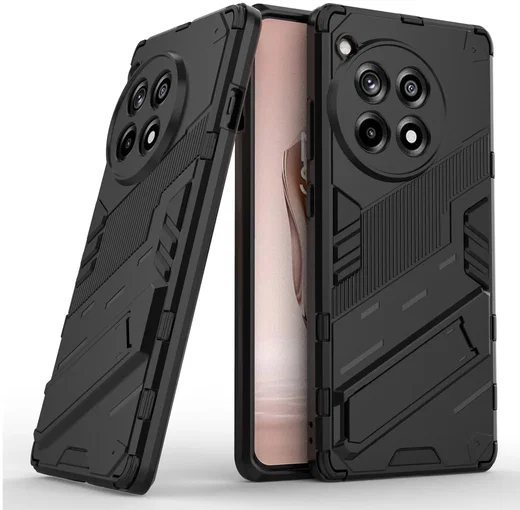 OnePlus 12R Hoesje Shockproof Kickstand Back Cover Zwart afbeelding 4