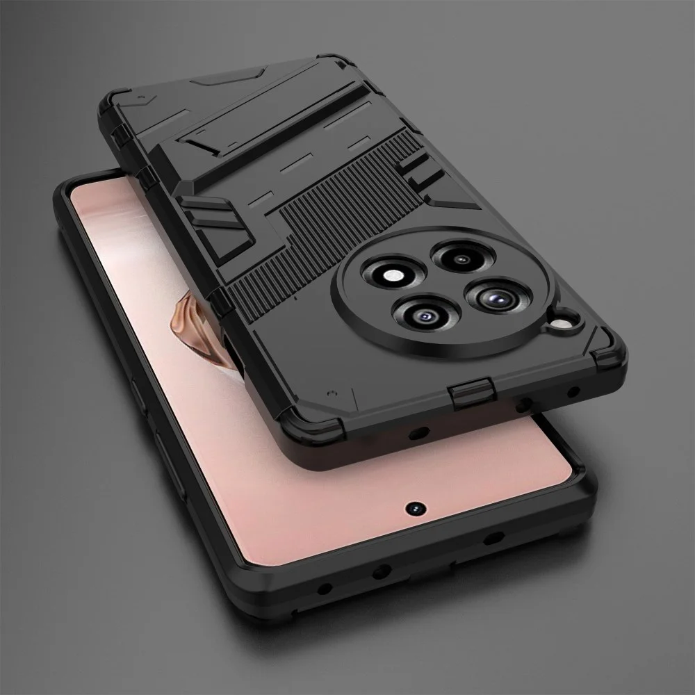 OnePlus 12R Hoesje Shockproof Kickstand Back Cover Zwart afbeelding 5