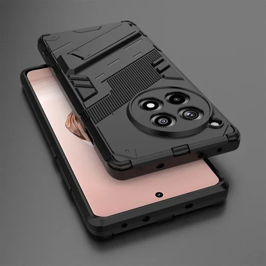 OnePlus 12R Hoesje Shockproof Kickstand Back Cover Zwart afbeelding 5