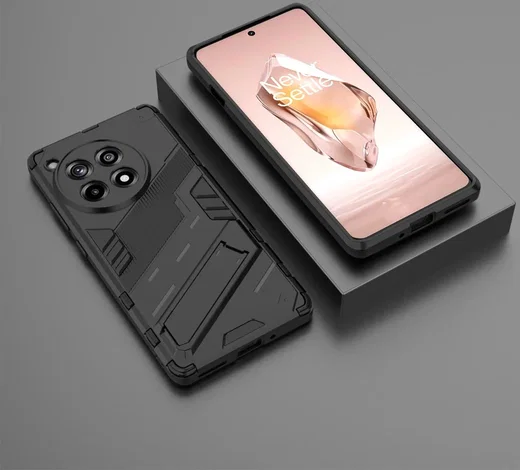 OnePlus 12R Hoesje Shockproof Kickstand Back Cover Zwart afbeelding 6