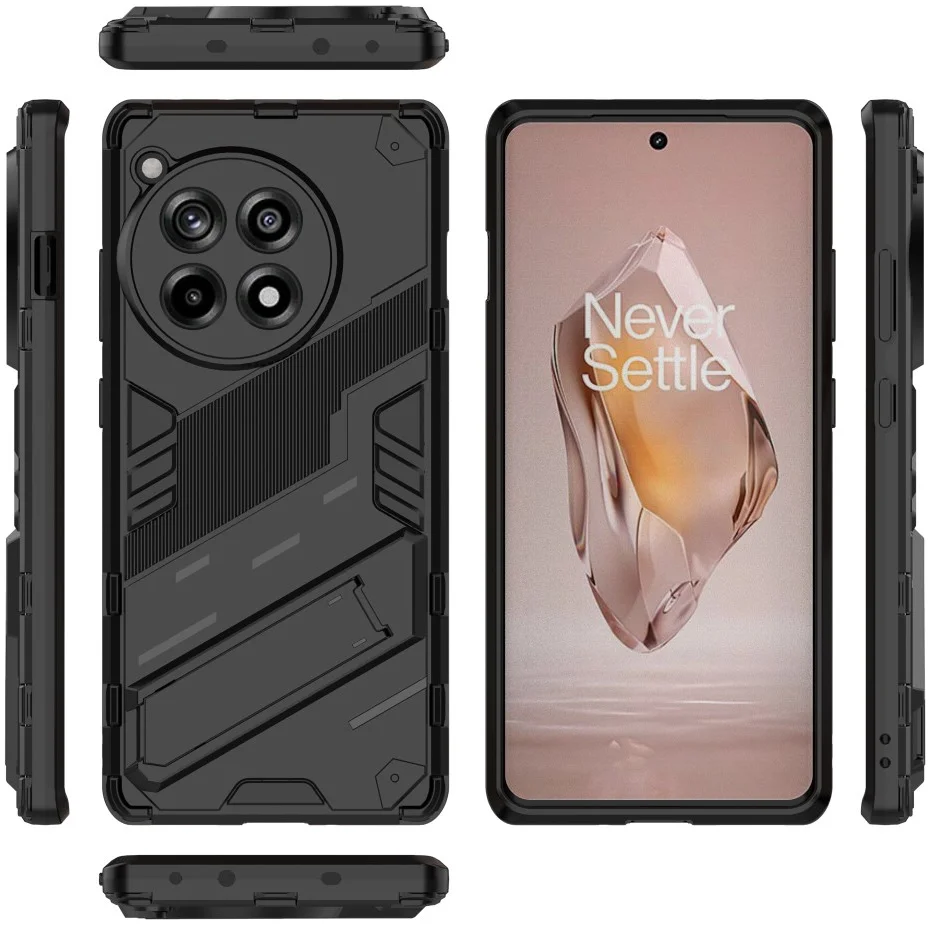 OnePlus 12R Hoesje Shockproof Kickstand Back Cover Zwart afbeelding 7
