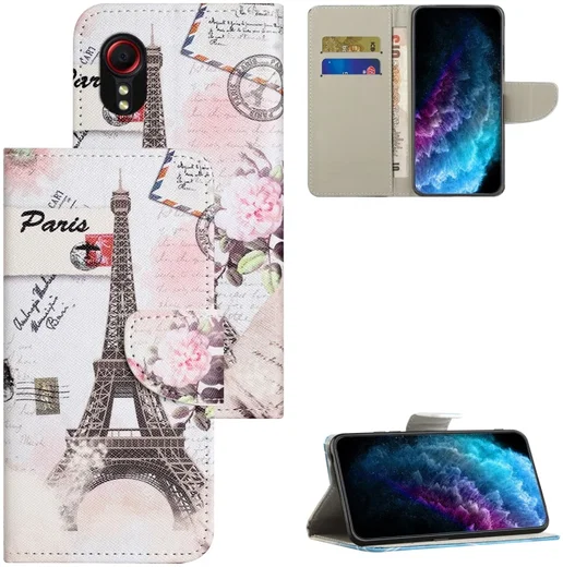 Samsung Galaxy Xcover 7 Hoesje Portemonnee Book Case Eiffeltoren Print afbeelding 6