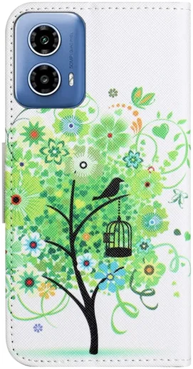 Motorola Moto G34 Hoesje Portemonnee Book Case Boom Print afbeelding 5