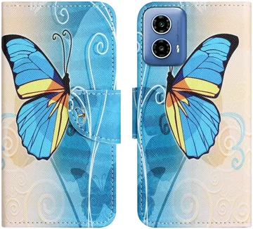 Motorola Moto G34 Hoesje Portemonnee Book Case Vlinder Print