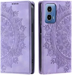 Motorola Moto G34 Hoesje Mandala Book Case met Pasjeshouder Paars afbeelding