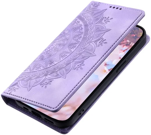 Motorola Moto G34 Hoesje Mandala Book Case met Pasjeshouder Paars afbeelding 7