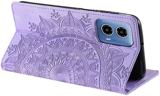 Motorola Moto G34 Hoesje Mandala Book Case met Pasjeshouder Paars afbeelding 8