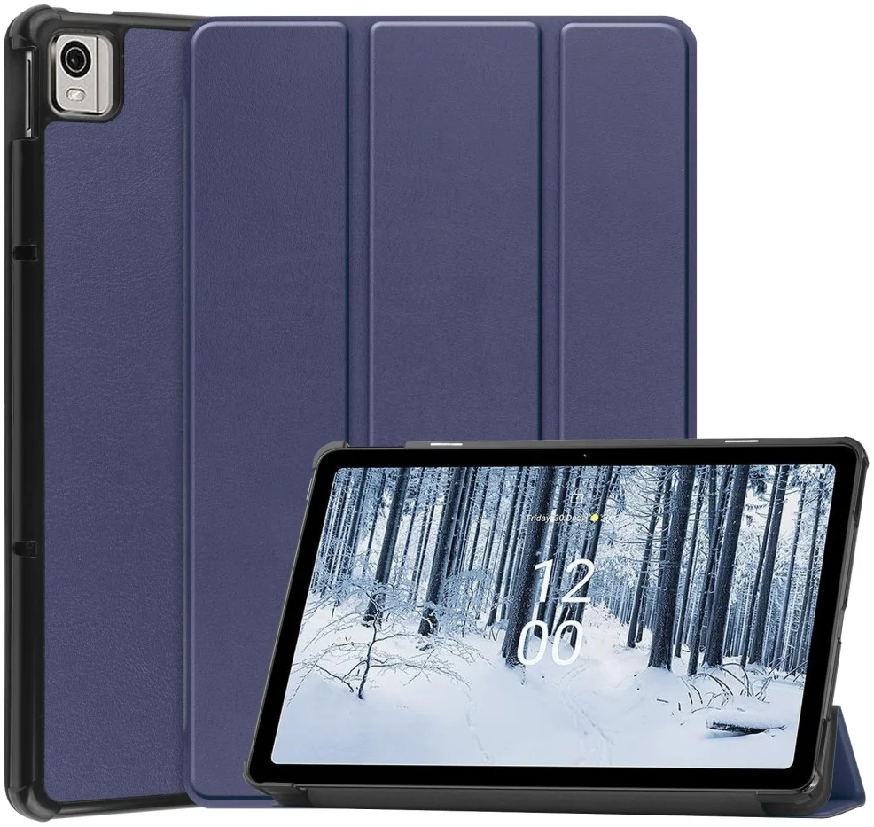 Nokia T21 Hoes Tri-Fold Book Case met Standaard Blauw afbeelding 1