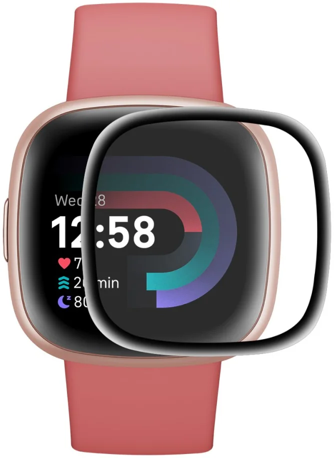 ENKAY - Fitbit Versa 4 / Sense 2 Screenprotector - 3D Curved Edges Glass afbeelding 1