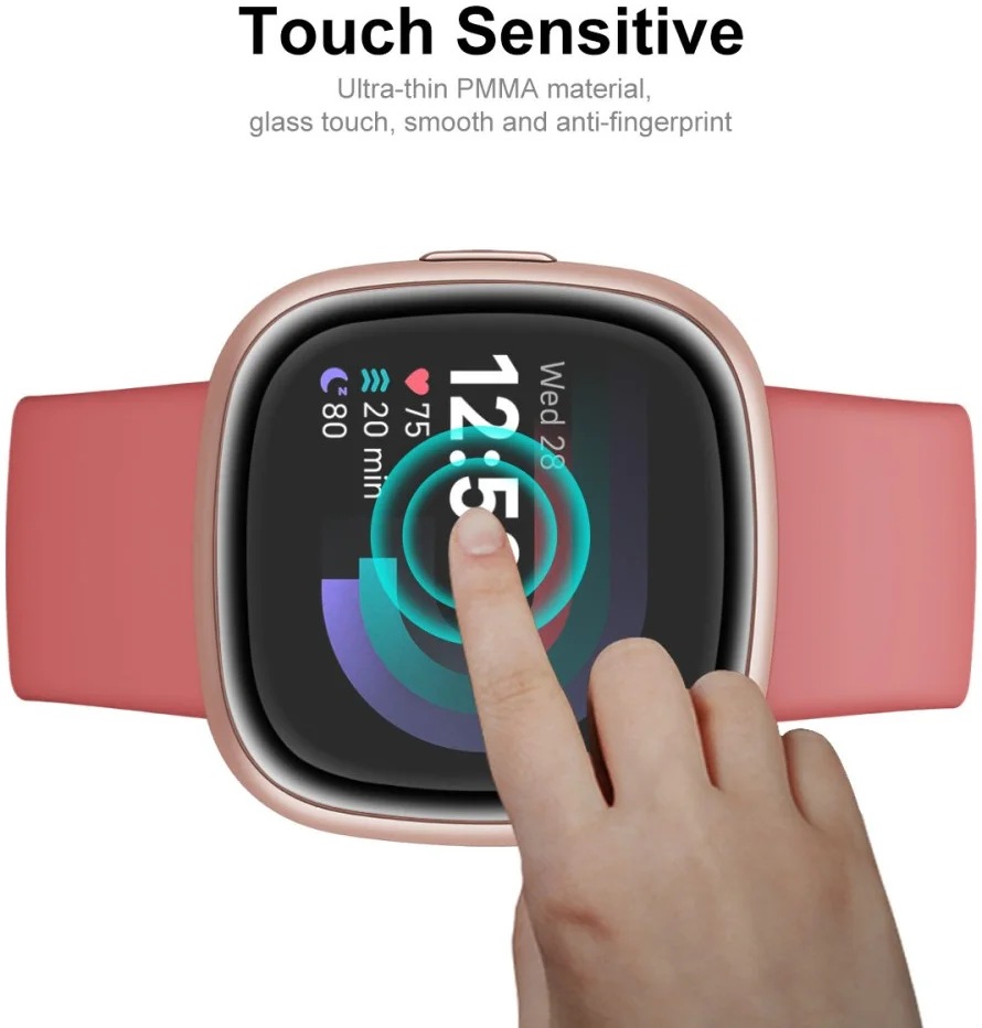 ENKAY - Fitbit Versa 4 / Sense 2 Screenprotector - 3D Curved Edges Glass afbeelding 4