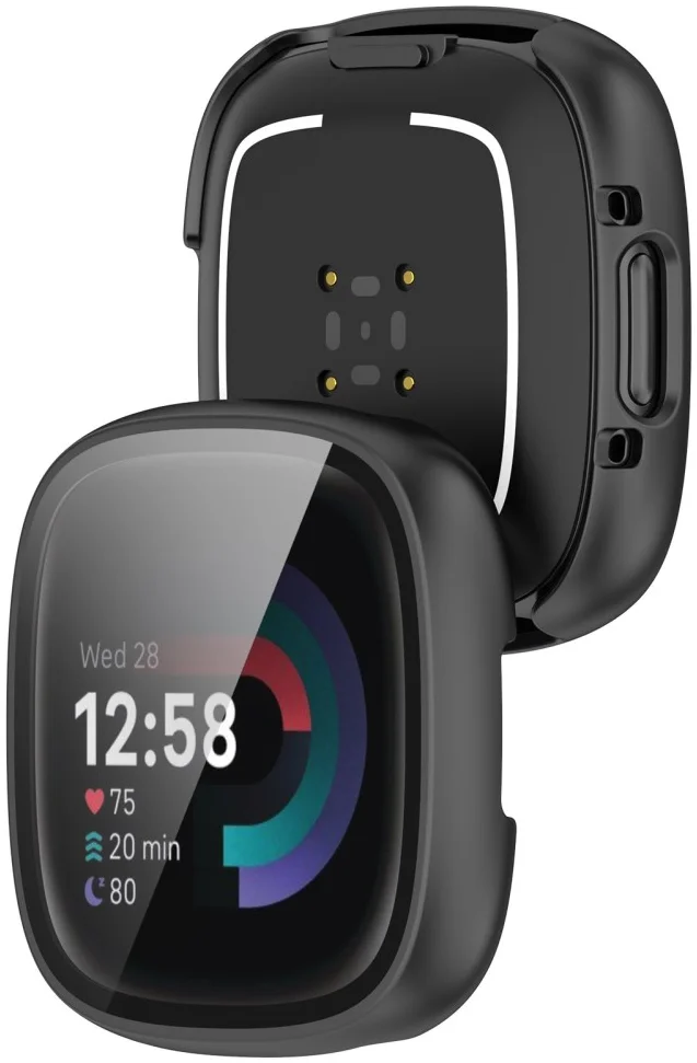 Fitbit Versa 4 / Sense 2 Hoesje - Bumper Tempered Glass - Zwart afbeelding 7