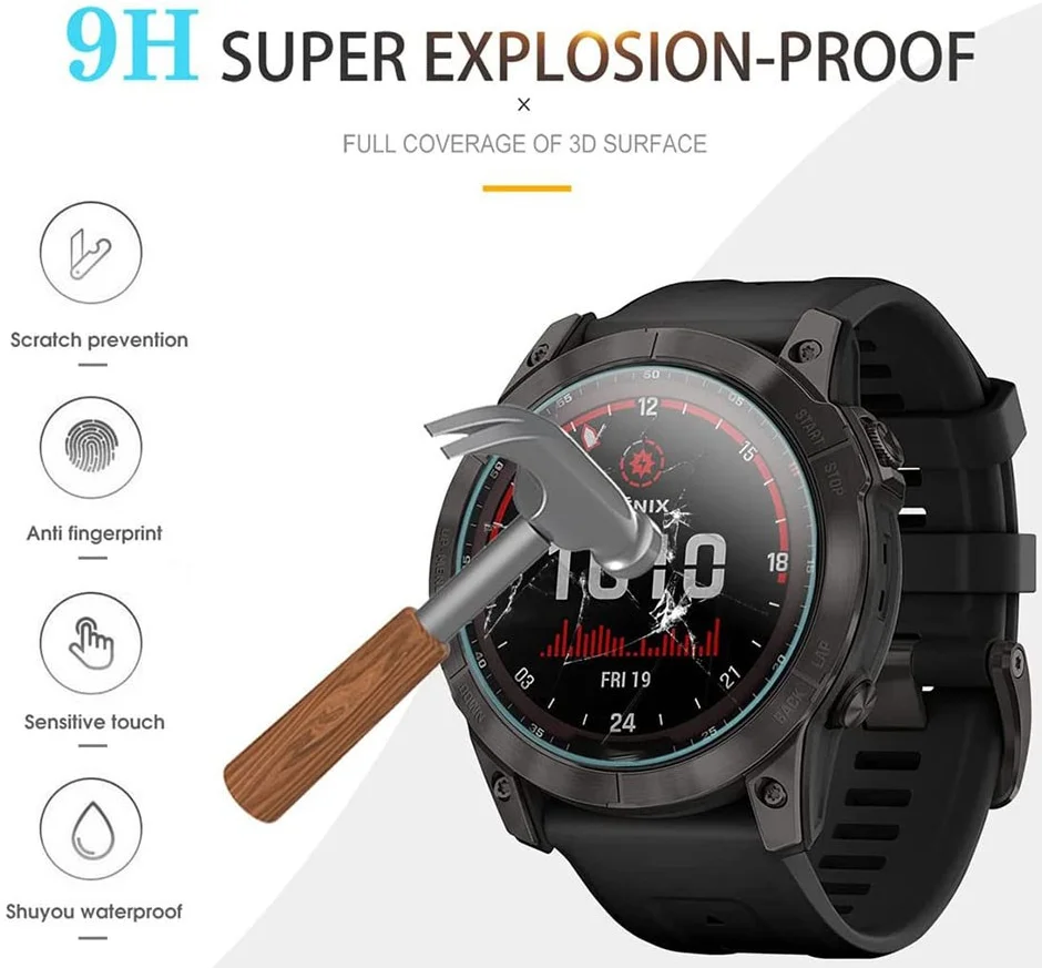 Garmin Fenix 7X Screen Protector 0.3mm Tempered Glass afbeelding 5