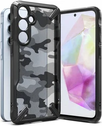 Ringke Fusion X Samsung Galaxy A35 Hoesje Back Cover Camo Zwart afbeelding