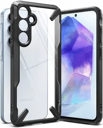 Ringke Fusion X Samsung Galaxy A55 Hoesje Back Cover Transparant Zwart afbeelding