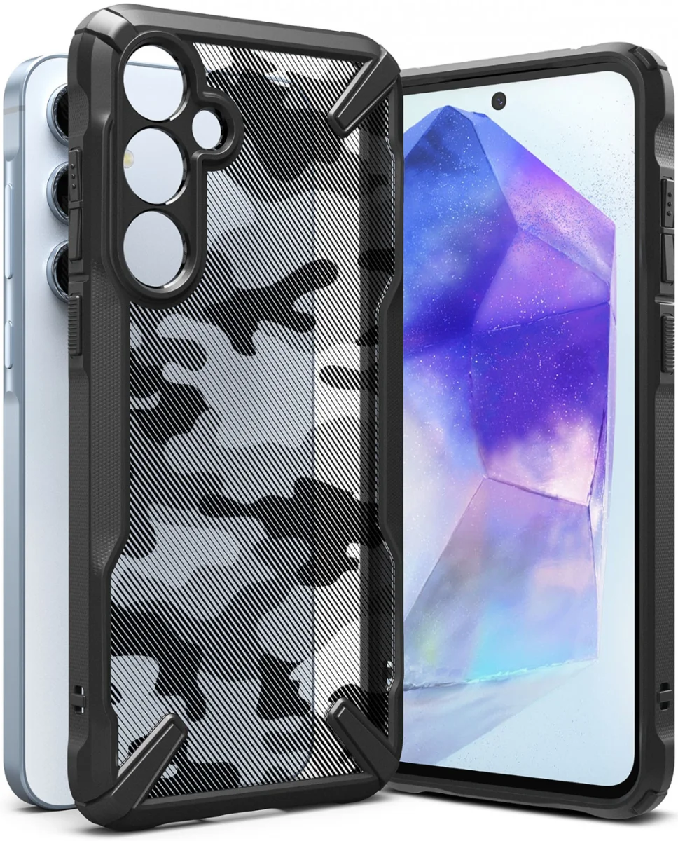Ringke Fusion X Samsung Galaxy A55 Hoesje Back Cover Camo Zwart afbeelding 1