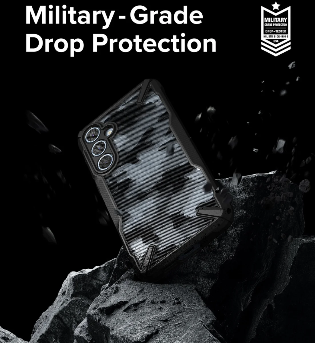 Ringke Fusion X Samsung Galaxy A55 Hoesje Back Cover Camo Zwart afbeelding 3