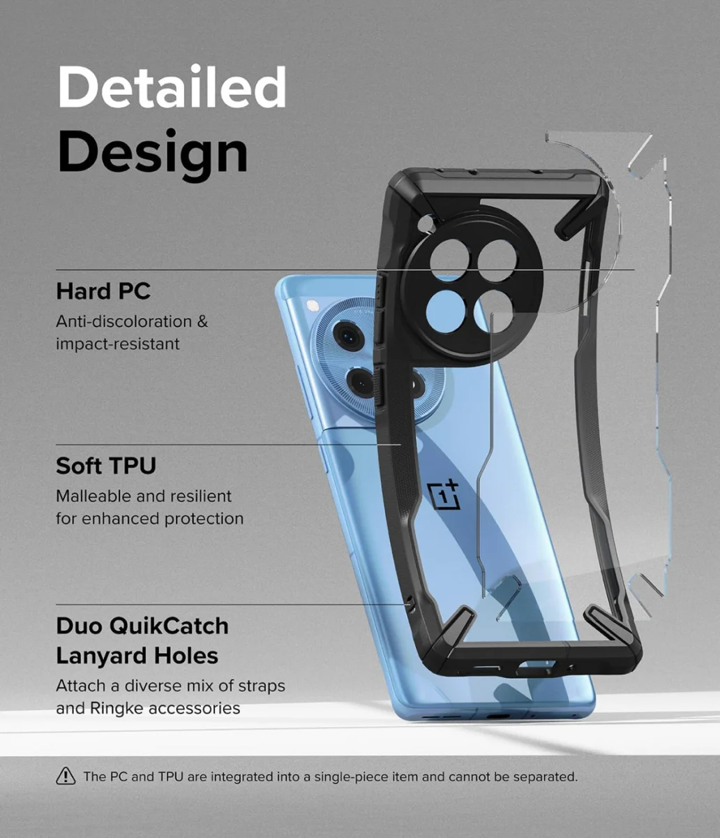 Ringke Fusion X OnePlus 12R Hoesje Back Cover Zwart afbeelding 4