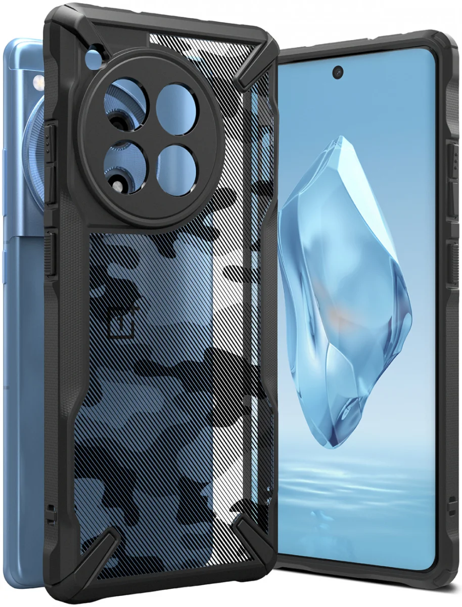 Ringke Fusion X OnePlus 12R Hoesje Back Cover Camo Zwart afbeelding 1
