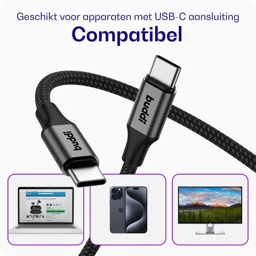 Buddi Flex USB-C naar USB-C 8K@60Hz Video Monitor Kabel 1.5M 20 Gbps afbeelding 3