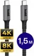 Buddi Flex USB-C naar USB-C 8K@60Hz Video Monitor Kabel 1.5M 20 Gbps