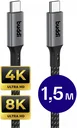 Buddi Flex USB-C naar USB-C 8K@60Hz Video Monitor Kabel 1.5M 20 Gbps