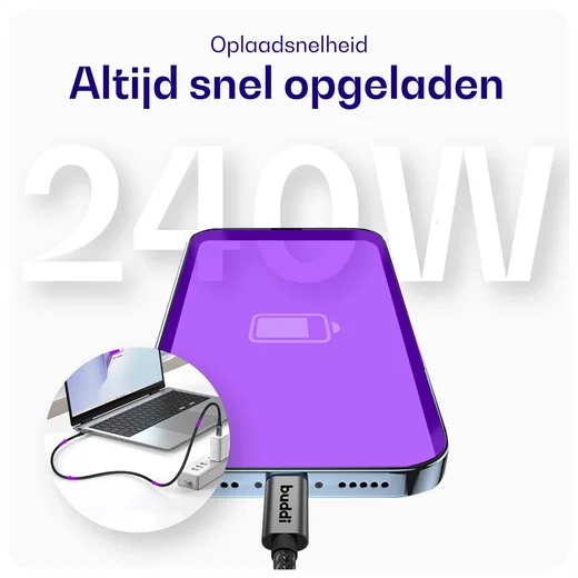 Buddi Flex USB-C naar USB-C 8K@60Hz Video Monitor Kabel 1.5M 20 Gbps afbeelding 6