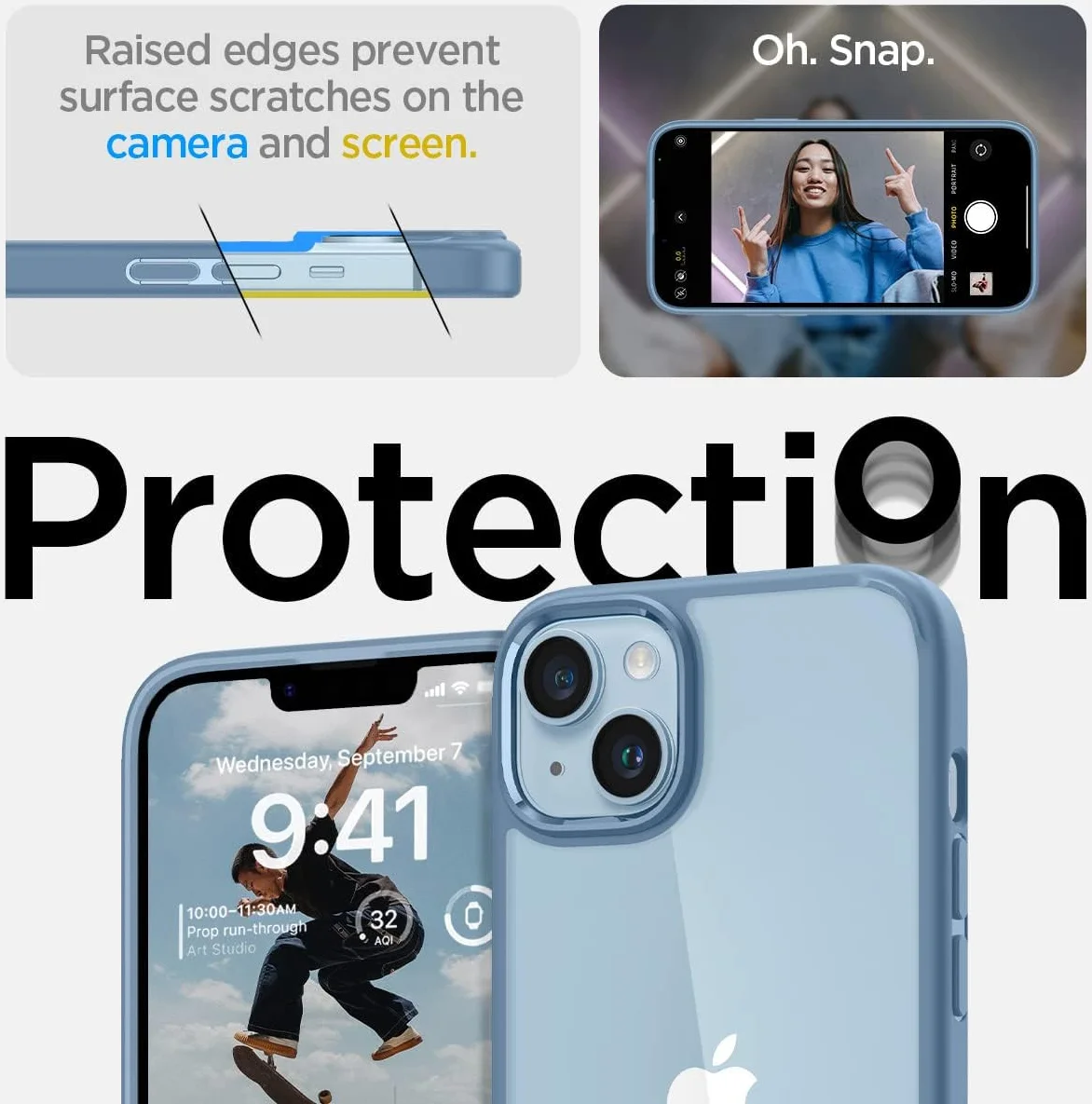 Spigen Ultra Hybrid Apple iPhone 14 Hoesje Back Cover Blauw afbeelding 4