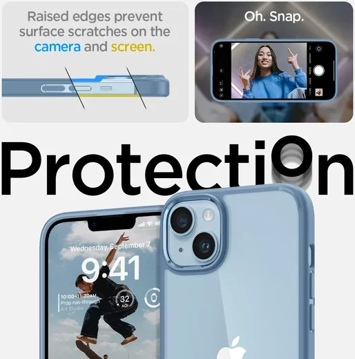 Spigen Ultra Hybrid Apple iPhone 14 Hoesje Back Cover Blauw afbeelding 4