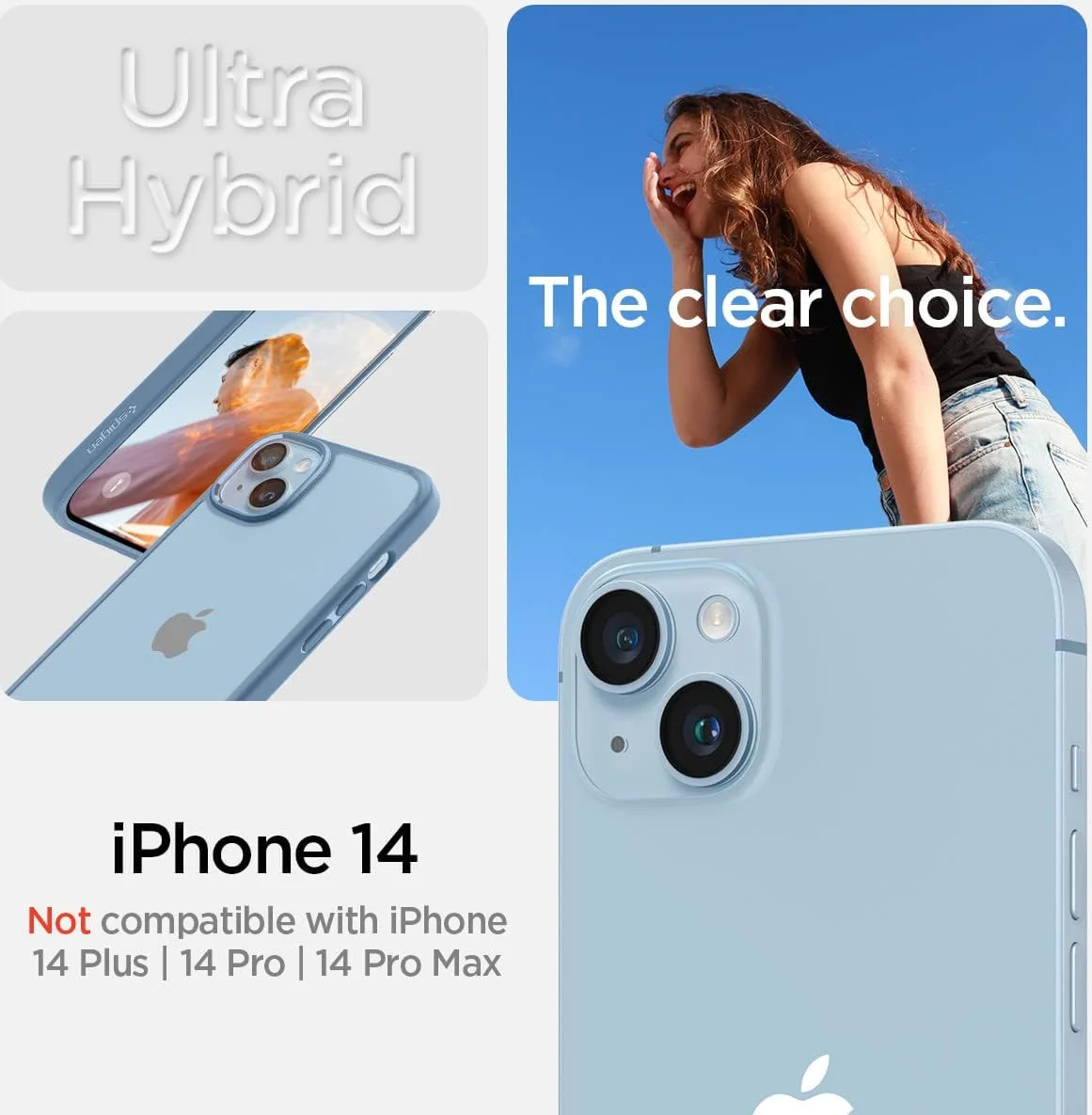 Spigen Ultra Hybrid Apple iPhone 14 Hoesje Back Cover Blauw afbeelding 8