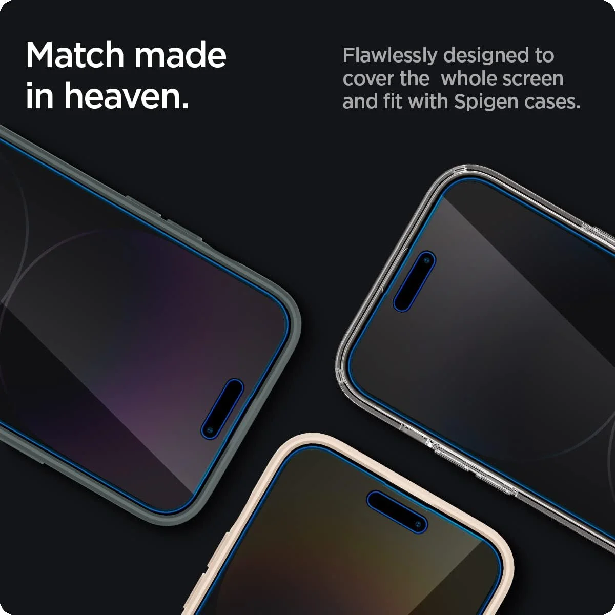 Spigen EZ Fit Glas.tR iPhone 14 Pro Privacy Screen Protector 2-Pack afbeelding 7