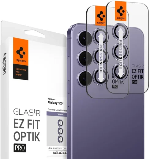 Spigen Optik Pro Samsung S24 Camera Protector Glas 2-Pack Paars afbeelding 1