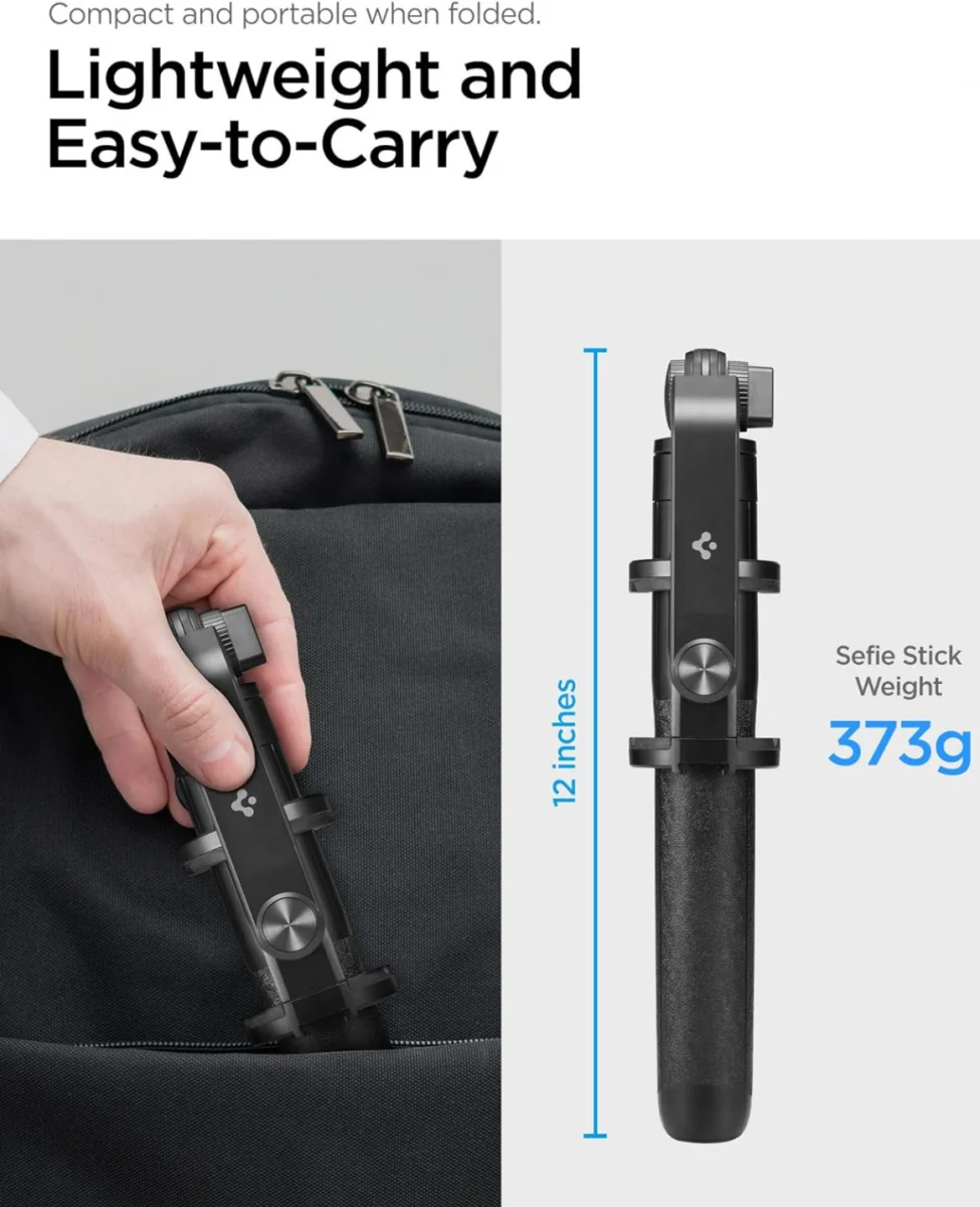 Spigen Universeel Smartphone Tripod Statief / Bluetooth Selfie Stick Zwart afbeelding 8