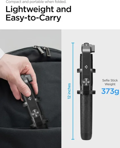Spigen Universeel Smartphone Tripod Statief / Bluetooth Selfie Stick Zwart afbeelding 8