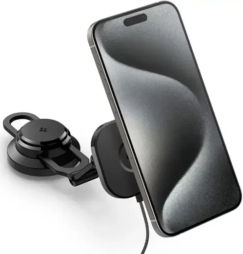Spigen OneTap Pro Ontworpen voor Tesla Mag Safe Draadloze Oplader Auto Mount Compatibel met Model 3 / Y/S (2021) / X (2021) Compatibel met iPhone 15, 14, 13 en iPhone 12 Modellen