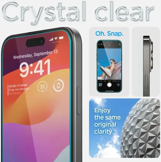 Spigen EZ Fit GLAS.tR Apple iPhone 15 Screen Protector Transparant (1-Pack) afbeelding 4