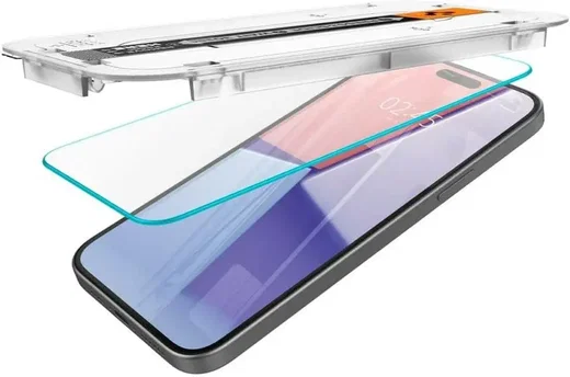 Spigen EZ Fit GLAS.tR Apple iPhone 15 Screen Protector Transparant (1-Pack) afbeelding 7
