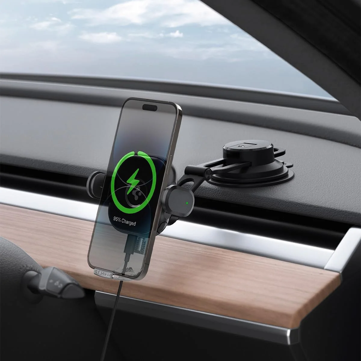 Spigen OneTap Telefoonhouder Auto Raam/Dashboard met Draadloos Opladen 15W afbeelding 1